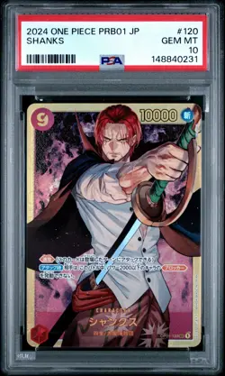One Piece Japanese PRB01 SHANKS Secret Rare PSA 10 #120 - Image 1
