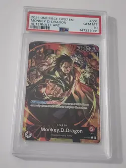 One Piece Monkey D. Dragon Alt Art Parallel Leader OP07-001 PSA 10 - Image 1