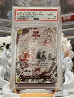 2025 One Piece OP11-114 Gum-Gum Fire-Fist Pistol Red Hawk Alt Art PSA 10 - Image 1