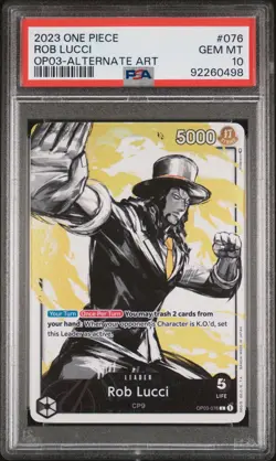 2023 One Piece OP03-076 Rob Lucci Alt Art Leader English PSA 10 - Image 1