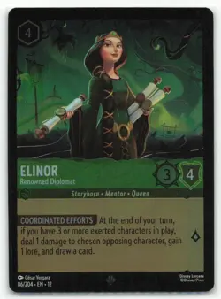 Disney Lorcana Wilds Unknown Elinor Renowned Diplomat 86/204 Super Rare NM - Image 1