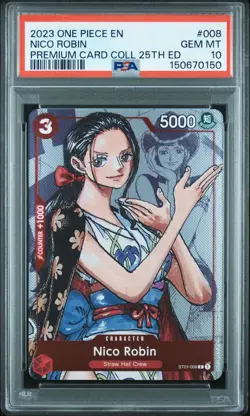 2023 ONE PIECE PREMIUM CARD COLLECTION 25TH EDITION 008 NICO ROBIN PSA 10 GEM MT - Image 1
