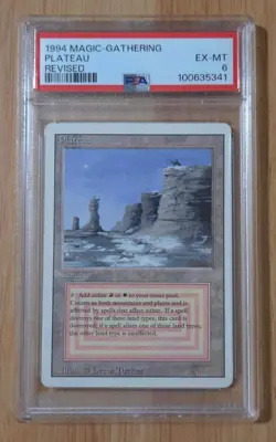 MTG Revised Rare Dual Land PLATEAU 1994 Magic the Gathering PSA 6 EX-MT - Image 1