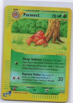 Parasect 27/147 Aquapolis Pokemon Reverse Holo Lightly Played - Image 1