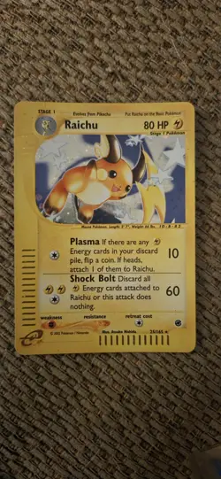 Pokemon TCG Raichu 025/165 Expedition Base Set Holo Rare 80 HP 2002 - Image 2