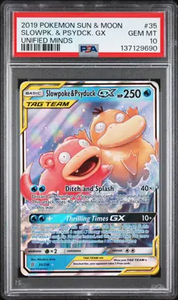 2019 POKEMON SUN & MOON UNIFIED MINDS #35 SLOWPOKE & PSYDUCK GX PSA 10 - Image 1