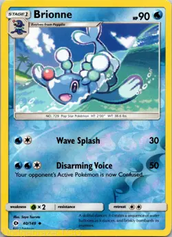 Brionne 40/149 Uncommon Sun & Moon Pokemon NM - Image 1
