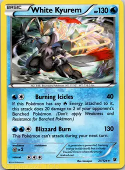 White Kyurem 21/124 Holo Rare Fates Collide Pokemon Holo NM - Image 1