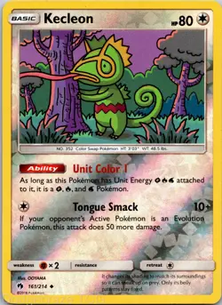 Kecleon 161/214 Uncommon Lost Thunder Pokemon Reverse Holo LP - Image 1