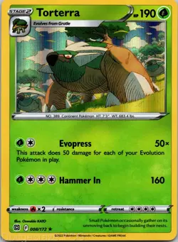 Torterra 008/172 Holo Rare Brilliant Stars Pokemon NM - Image 1