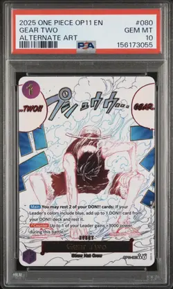 2025 One Piece OP11 EN #080 Gear Two Alternate Art PSA 10 GEM MINT - Image 1