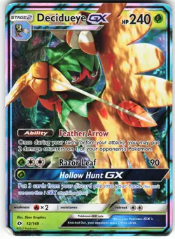 Decidueye GX 12/149 Pokemon SM Base Set Holo Ultra Rare DAMAGED - Image 1