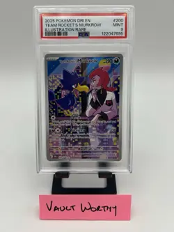 2025 Pokemon Destined Rivals Team Rocket's Murkrow #200 Illustration PSA 9 MINT - Image 1
