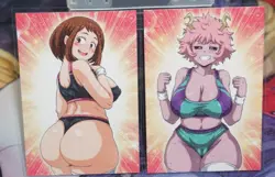 Ochako Uraraka Mina Ashido My Hero Academia Sexy Waifu Textured Custom Card Set - Image 1