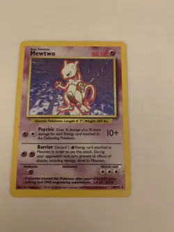 Pokemon TCG Mewtwo Base Set 10/102 Holo Unlimited Holo Rare NM - Image 1