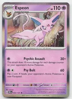 Espeon 033/131 Holo Rare Prismatic Evolutions Pokemon Holo Near Mint - Image 1
