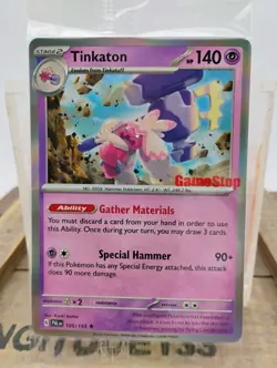 Pokemon: Tinkaton Holo #105/193 Paldea Evolved Gamestop Promo SEALED TCG - Image 1