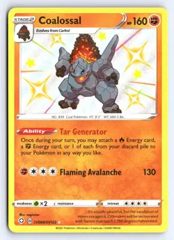 Coalossal SV069/SV122 Shiny Rare Shining Fates Shiny Vault Pokemon Holo NM - Image 1
