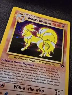 Pokemon TCG Brock's Ninetales Unlimited Holo Rare LpMp Gym Challenge 3/132 Swirl - Image 1