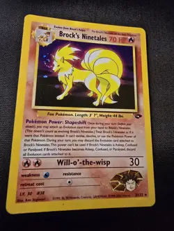 Pokemon TCG Brock's Ninetales Unlimited Holo Rare LpMp Gym Challenge 3/132 Swirl - Image 2