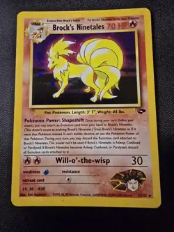 Pokemon TCG Brock's Ninetales Unlimited Holo Rare LpMp Gym Challenge 3/132 Swirl - Image 4