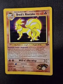 Pokemon TCG Brock's Ninetales Unlimited Holo Rare LpMp Gym Challenge 3/132 Swirl - Image 5