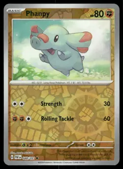 Phanpy 048/091 Common Paldean Fates Pokemon Reverse Holo Near Mint - Image 1