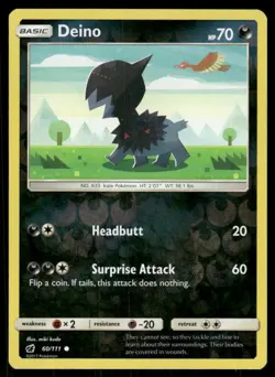 Deino 60/111 Common Crimson Invasion Pokemon Reverse Holo Near Mint - Image 1