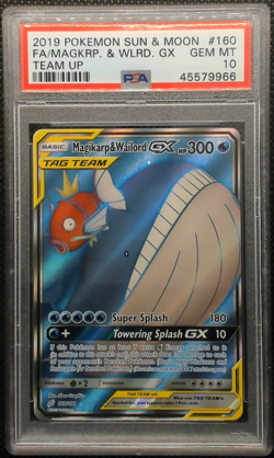 2019 Pokemon 160/181 - Magikarp & Wailord #160 - Team Up Tag Team - PSA 10 - Image 1