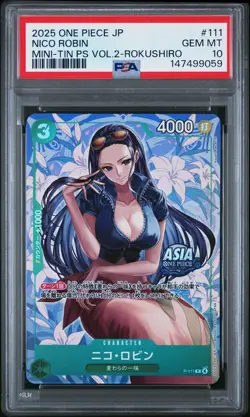 2025 ONE PIECE JAPANESE MINI-TIN PACK SET VOL.2 #111 NICO ROBIN PSA 10 - Image 1