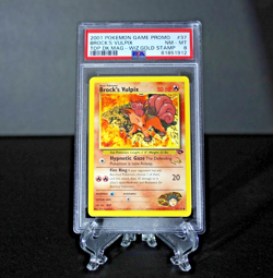 PSA 8 Brock’s Vulpix WOTC Promo #37 Wizards Gold Stamp Pokemon Card - Image 1