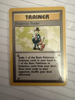 Pokemon Trader 77/102 Pokemon Card TCG WotC Base Set Unlimited Edition Rare NM - Image 1