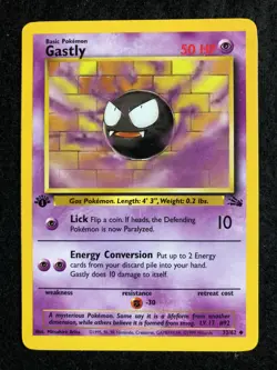 1st Edition Gastly 33/62 Pokemon Card - Near Mint - Never Played - Image 1