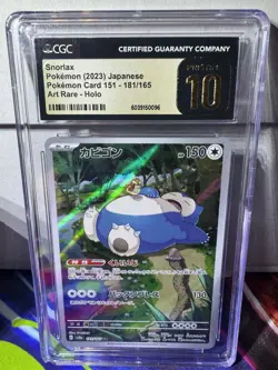 CGC Pristine 10 Snorlax 181/165 Sv2a: Pokemon Card 151 Holo (Japanese) Art-Rare - Image 1