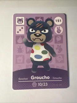 151 Groucho Amiibo Card 151 Series 2 Animal Crossing Nintendo Switch NA Region - Image 1