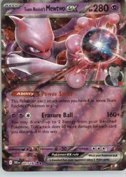 Team Rocket's Mewtwo ex 081/182 Double Rare Destined Rivals Pokemon Near Mint - Image 1