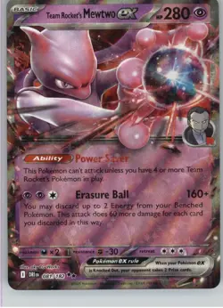 Team Rocket's Mewtwo ex 081/182 Double Rare Destined Rivals Pokemon Near Mint - Image 1