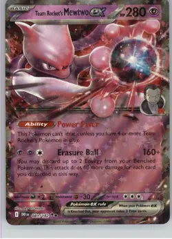 Team Rocket's Mewtwo ex 081/182 Double Rare Destined Rivals Pokemon Near Mint - Image 1