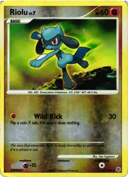 Pokemon TCG Riolu Diamond & Pearl 61/130 Reverse Holo Uncommon DMG - Image 1