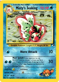 Pokemon TCG Misty's Seaking 55/132 Uncommon Gym Heroes Unlimited LP - Image 1
