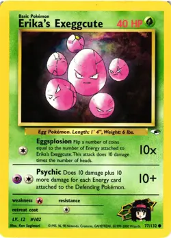 Pokemon TCG Erika's Exeggcute 77/132 Common Gym Heroes Unlimited MP - Image 1