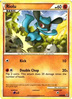 Pokemon TCG Riolu HSUnleashed 60/95 Regular Common LP - Image 1
