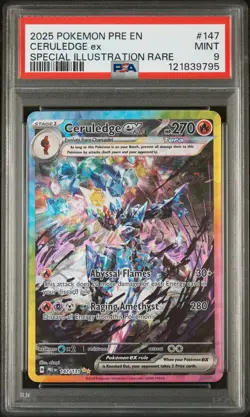 2025 POKEMON PRE EN-PRISMATIC EVOLUTIONS #147 CERULEDGE EX PSA 9 - Image 1