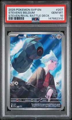 2025 POKEMON SVP EN-SV BLACK STAR PROMO #207 STEVEN'S BELDUM PSA 10 - Image 1
