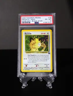 2000 Pokemon Promo Meowth Holo #10 Black Star Game Boy PSA 6 EX-MT WOTC - Image 1