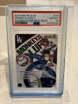 2025 ONE PIECE PROMOS DODGERS X ONE PIECE NIGHT #010 MONKEY D. LUFFY PSA 10 - Image 1