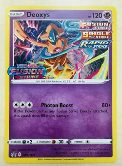 Deoxys SWSH170 - Prerelease Holo Promo - Fusion Strike Pokemon Card NM/LP - Image 1