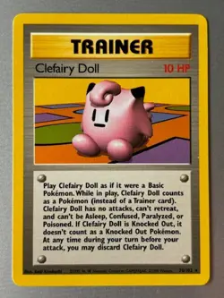 Clefairy Doll Trainer Card 70/102 Base Set Pokemon Card. Near Mint - Image 1