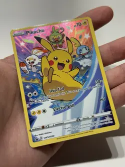 Pokemon TCG Pikachu SWSH020 Sword & Shield Black Star Promo Full Art Holo - NM - Image 2