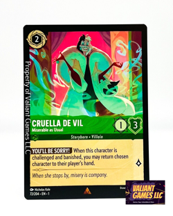 Disney Lorcana TCG Cruella De Vil Miserable As Usual 72/204 Rare NON FOIL - Image 1